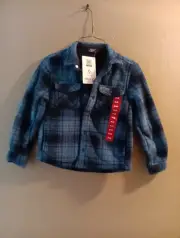 Member's Mark Boys Sherpa Lined Shacket Size M 8 Blue Plaid