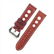 MVBVTKTAER Leather Strap Vintage 20 Mm 22 Mm 24 Mm Men's Leather Strap Watch Leather Strap Belt Brown Black Strap Watch Strap(S2,22mm)