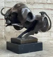 Abstract Surrealist Bronze Metal Bull Sculpture Statue Figure Art on Marble Base