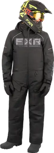 FXR Recruit Youth One Piece Snowmobile Suit, black, Size 16