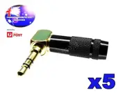 From OZ Quality 2PC Right Angle 3.5mm 1/8 Male Solder Stereo Connector Black +FP