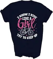 [SDVN] I Know I Ride Like A Girl Try to Keep Up Mountain Bike Biker Cycling Gift Unisex Shirt Women Men