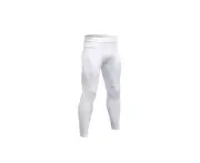 Men'S Compression Pants Pocket Baselayer Cool Dry Ankle Leggings Active Tights - White