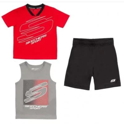 Skechers Sport 3-Piece Activewear Set Tee Tank Shorts Kids Youth Boys Size 5