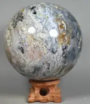 2.42 lb NATURAL OCEAN JASPER Agate Quartz CRYSTAL Sphere Ball HEALING / Stand