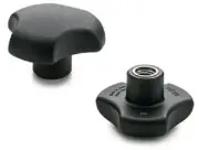 Elesa POLYAMIDE 3-ARM LOBE KNOBS 5Pcs M16x11.5mm, 32mm Stainless Steel Insert