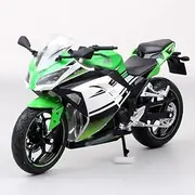 Motorcycle Model with Steering Movable Stand for Ni&nj&a 250 Racing Cross-Country 1/12 Motorcycle Model Simulation Metal Street Motorcycle Model Collection(White)