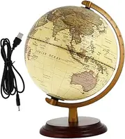 Retro World Map Globe Lamp Green Lamp Light Office Home Decor Tabletop Geographic Globe Adornment