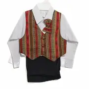 Boys 4-pc Suit Set Orange Red Gypsy Vest Bowtie White Shirt Black Pants 2T NWT