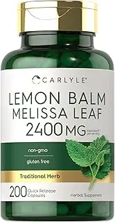 Lemon Balm | 2400mg| 200 Capsules | Non-GMO and Gluten Free Formula | Melissa Leaf Traditional Herbal Supplement | by Carlyle