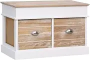 Hall Bench 70x35x45 cm Paulownia Wood Entryway Furniture with Ample Storage, Stable & Durable Design, White and Wood Color, No Assembly Required