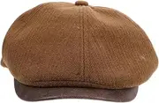 [ROMISBABA] Vintage British Beret Hat Women's Fashion Beret Newsboy Cap Flat Hat Summer French Chic Cap Light Brown