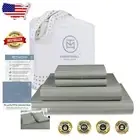 Luxurious 100% Cotton Cal King Sheets - 600 Thread Count, Grey Damask Stripe