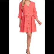 Mud Pie Addison Coral Crinkle Dress Size Small New