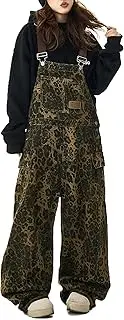 [POOPMOOM] Leopard Print Jeans Denim Jumpsuit Baggy Overalls For Women Y2k Romper Grung Pants Animal Print Pants