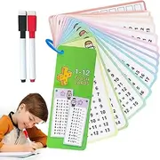 Multiplication Flash Cards | 15X Flash Cards for Studying | Studying Math Equations Flash Cards with Dry Erase Pens Teacher Teaching Aids for Children Aged 3-10
