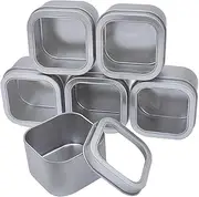 WestKaiba Set of 6 Tin Cans, Mini Box, Metal Storage Case with Lid, Silver Perspective Square Container, Small Storage, Miscellaneous Storage, Silver