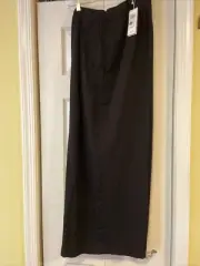 Eileen Fisher Corded Tencel Wide Leg Pants High Rise Side Zip Black Sz XL NWT