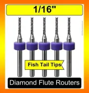 1/16" Router Bits Carbide .256" Depth Diamond Flute 5 PCS CNC PCB G10 FR4 R133