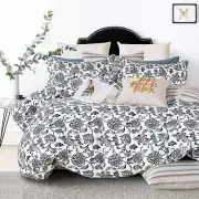 Duvet Cover Queen Size,Paisley Ink Navy & White Bedding Sets 3Pcs,Button