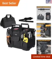 Multi-Pocket Tool Storage Bag - 16" Heavy Duty Organizer with Adjustable Strap