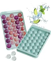 Ice Cube Trays, Round Ice Cube Tray for Freezer, Stackable Ice Trays with Lid...