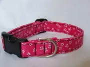 Dog Collar Pink Glitter Flower CUSTOM Adjustable Pet/Cat CUTE! MADE TO ORDER