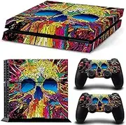 UUShop Skin Decal Sticker Cover Set for Sony PS4 Console and 2 Dualshock Controllers Skin Colorful Skull 2