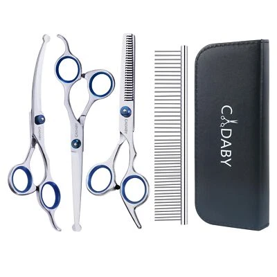 Dog Grooming Scissors with Safety Round Tips,5 in 1 Dog Grooming Scissors Kit