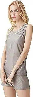 [CIADAZ] Silver Fiber Radiation Protection Fabric Pajams,Women's Electromagnetic Anti Radiation Silver Fiber Underwear Set,Conductive EMF Shielding Apron Dress