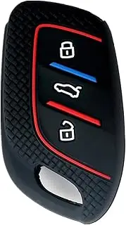 Happyit Honeycomb Pattern Silicon Car Key Cover Cases for Roewe RX3 RX8 ERX5 RX5 I6 I5 MG4 MG5 MG6 MG ZS EV HS EHS ZX GT 3 Buttons (Black)