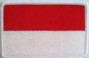 INDONESIA Flag BIKER Iron-On Patch Army Tactical Emblem White Border
