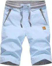 [Tansozer] Men's Shorts Casual Classic Fit Drawstring Summer Beach Shorts with Elastic Waist and Pockets