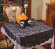 Gothic Black Lace SPIDER WEB TABLE CLOTH Cover Topper Halloween Decor-70in ROUND