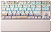 YUNZII B87 Wireless Mechanical Keyboard,QMK/VIA Gaming Keyboard TKL Layout 87 Keys,BT/2.4G/USB-C,Hot Swappable,RGB,with Wrist Rest for Win/Mac (Butter, Cocoa Cream v2 Linear)
