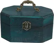 ERINGOGO Retro Wooden Desktop Organizer Vintage Stationery Storage Box Lid Decorative Hinge Lid Storage Crate for Home Office
