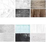 6 Pcs 12 Patterns Double Sided Photography Background Paper,22X35 in 2-in-1 Marble/Wood/Cement Texture Pattern,Flat Lay Photo Tabletop Backdrops for Jewelry Cosmetics Makeup Photoshoot (6 PCS-A)