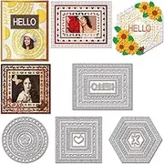 Pattern Nested Frames Cutting Dies for DIY Scrapbooking Metal Circle Square Rectangle Hexagon Border Cut Dies Butterfly Die Cuts for Card Making Embossing Photo Album Craft Decor