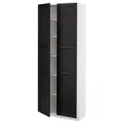 METOD high cabinet with shelves, white/Lerhyttan black stained, 80x37x200 cm