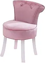 Footstool Dressing Table Chairs European Retro Dressing Upholstered Bench Makeup Vanity Chair Bedroom Upholstered Velvet Backrest Chair with Solid Wood Legs Sitting 44cm (Far