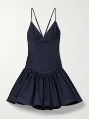 [Zimmermann] Zimmermann - Crush Gathered Denim Mini Dress - Dark denim - 00 00 Blue