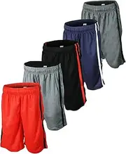 [BROOKLYN VERTICAL] Boys 5-Pack Athletic Mesh Basketball Shorts with Pockets| Sizes 2T to 14/16