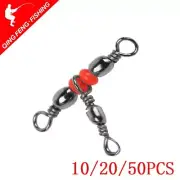 Fishing Rolling Brass Barrel Triple Swivels Bearing Connector Solid Ring Relieve