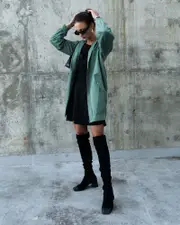 [Belle & Bloom] Chasing You Long Bomber Jacket - Military