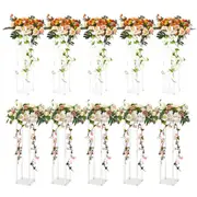 10PCS 23.6inch/60cm High Wedding Flower Stand, With Acrylic Laminate,Acrylic Vase Column Geometric Centerpiece Stands, Floral Display Rack for T-Stage Events Reception, Party Decoration