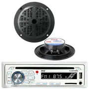 Marine Boat Yacht CD MP3 SD USB AM/FM Radio/ Wireless Bluetooth & 2 Speakers Pkg
