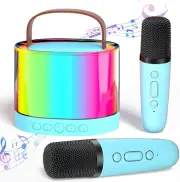 Portable Karaoke Machine with 2 Wireless Mics Mini Bluetooth Speaker for Kids Ad