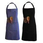 Simple Adjustable Set of 2 Denim Blue&Black Color Cotton Fabric Apron For Unisex