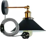 LEDSone Wall Lamp 1 Bulb E27 Vintage Wall Light in Industrial Design Retro Lamp Metal Black Lampshade Indoor Loft Wall Lamps [Energy Class A+] [Energy Class A+++]