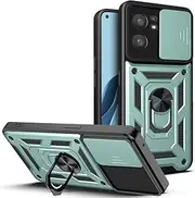 Compatible with Oppo Find X5 Lite Case,Compatible with Oppo Reno7 5G Magnetic Bracket [PC+TPU] 2 in 1 Slide Lens Green